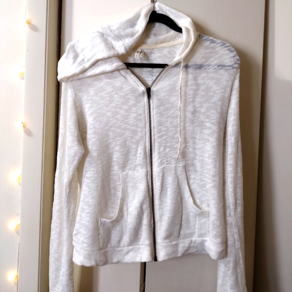 White zip up hoodie